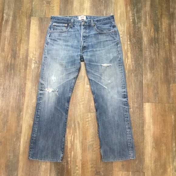Levi's Other - Levi’s 501 Straight Leg Button-Fly Distressed Jeans